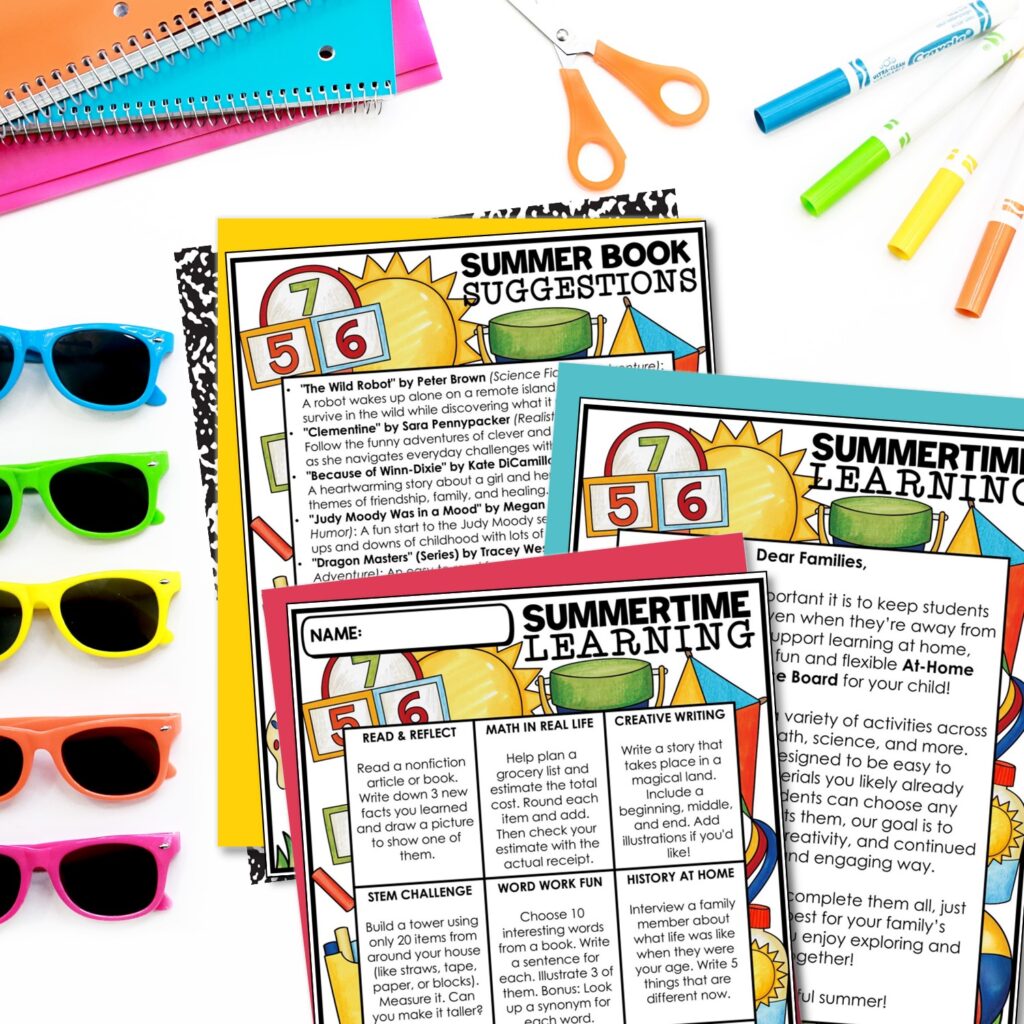 Avoid the Summer Slide Activities for Upper Elementary Students