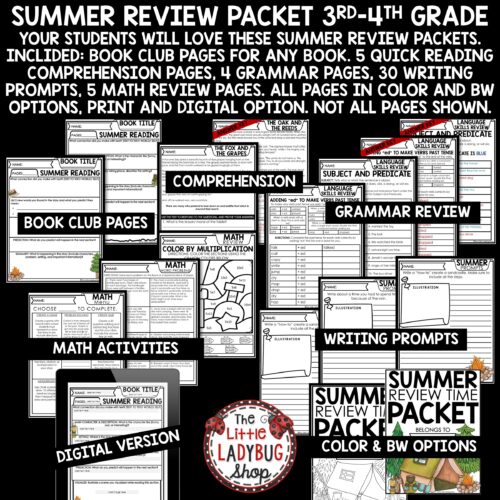 Summer Review Packet 3rd 4th Grade