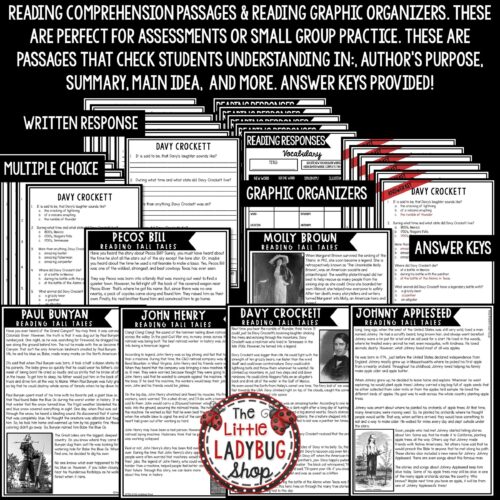 Digital Tall Tales Nonfiction Reading Comprehension Passages 3rd, 4th