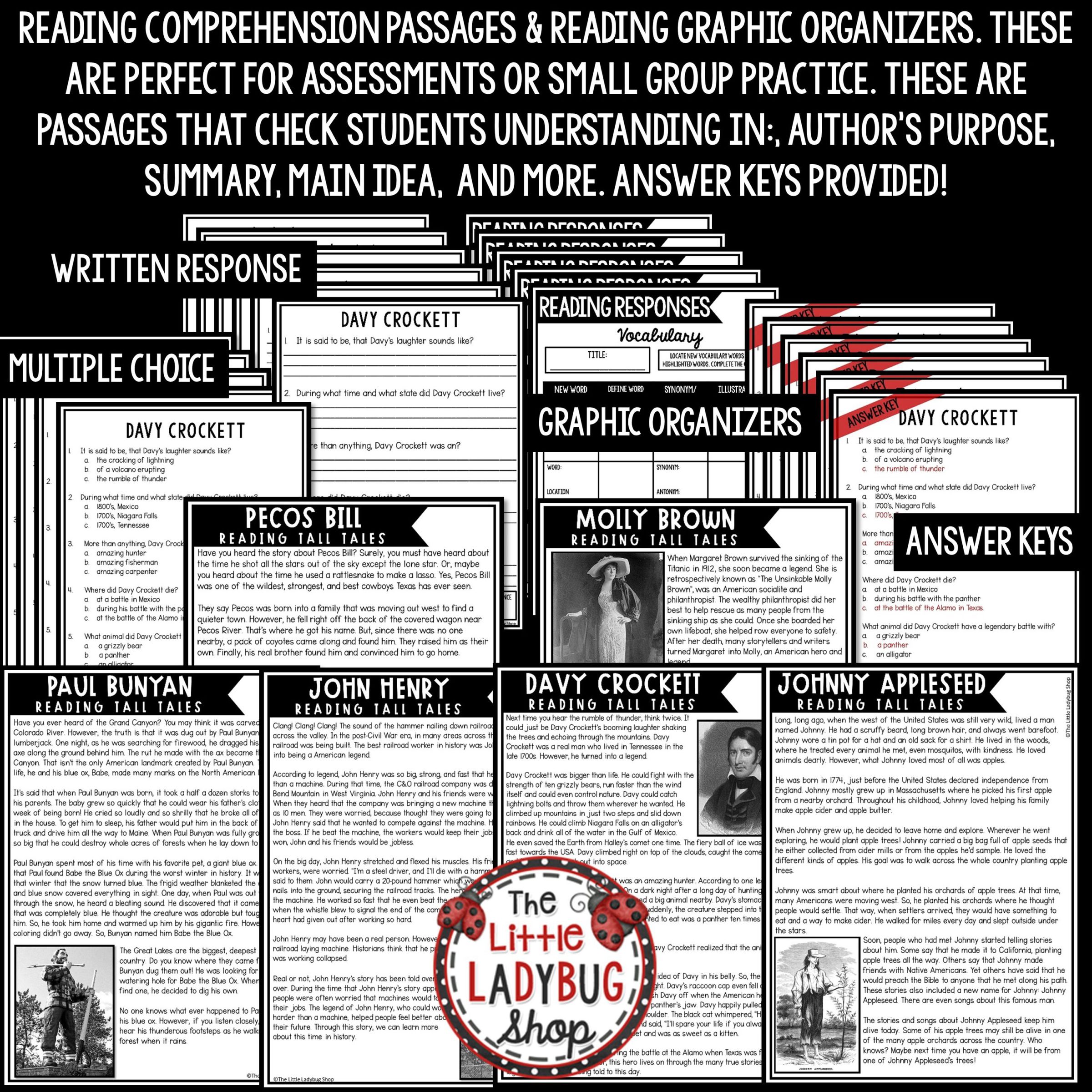 Digital Tall Tales Nonfiction Reading Comprehension Passages 3rd, 4th