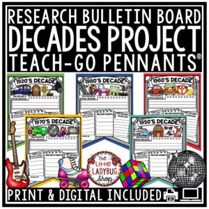 Decades Research Project for End of Year Project Bulletin Board