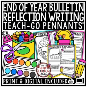 End of Year Writing Reflection Activity Poster for upper elementary students in 3rd, 4th and 5th grade