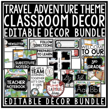 Adventure Travel Theme Classroom Décor Editable Newsletter Templates Labels-1