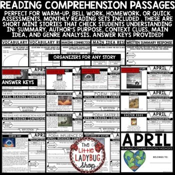 April Poetry Fables Reading Comprehension Passages and Questions 3rd 4th Grade2