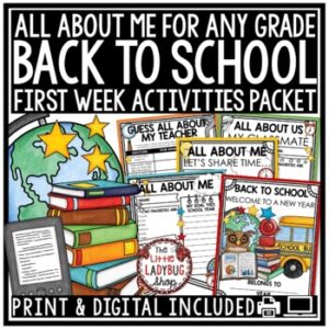 Back To School Activities 3rd 4th Grade All About Me Poster First Week of School-1