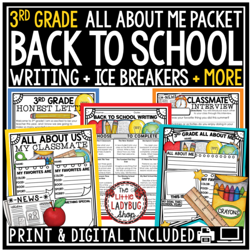 First Day of Back to School Activities 3rd Grade All About Me Poster