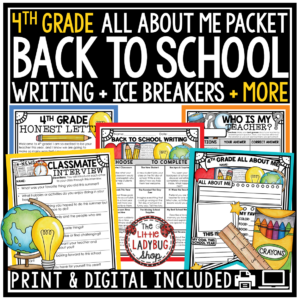 First Day of Back to School Activities 4th Grade All About Me Poster