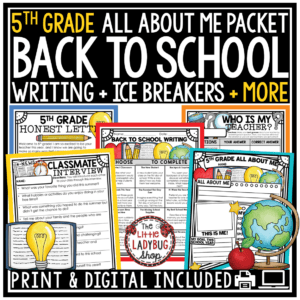 First Day of Back to School Activities 5th Grade All About Me Poster