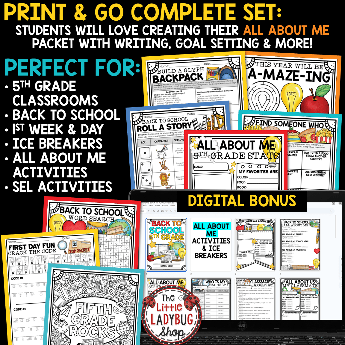 First Day of Back to School Activities 5th Grade All About Me Poster