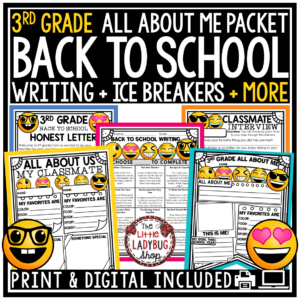 First Day of Back to School Activities 3rd Grade All About Me Poster