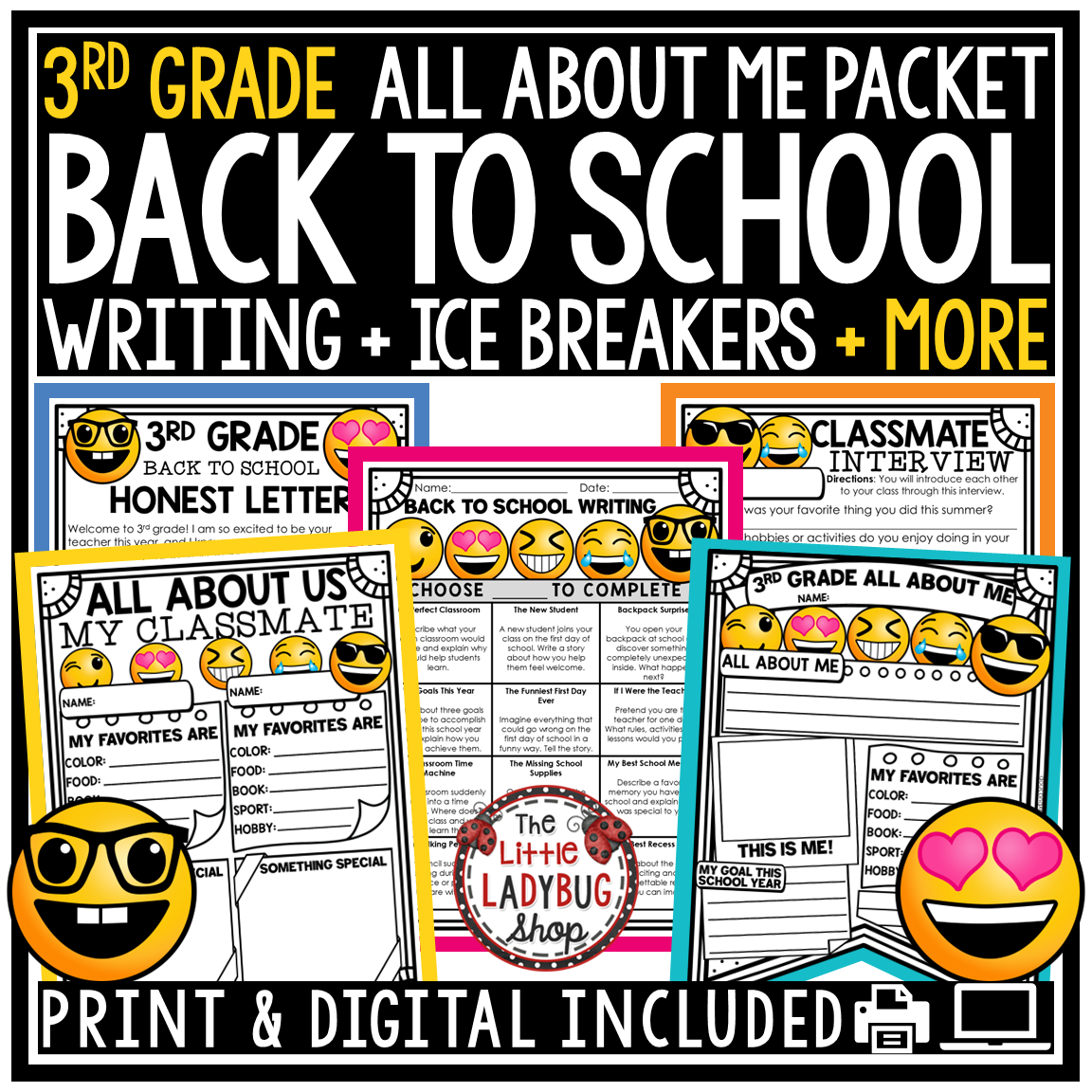 First Day of Back to School Activities 3rd Grade All About Me Poster