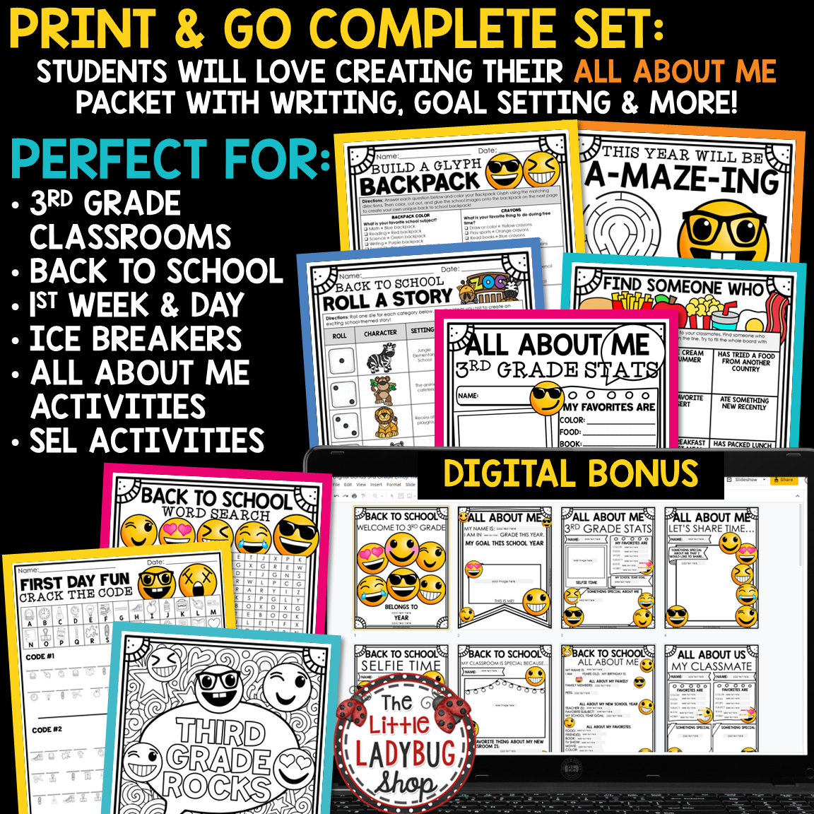 First Day of Back to School Activities 3rd Grade All About Me Poster