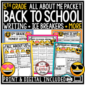 First Day of Back to School Activities 5th Grade All About Me Poster
