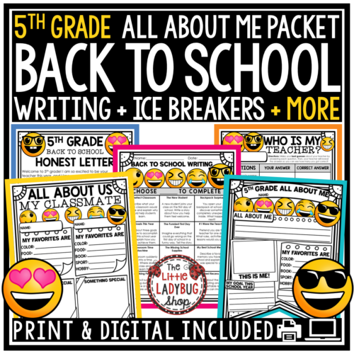 First Day of Back to School Activities 5th Grade All About Me Poster