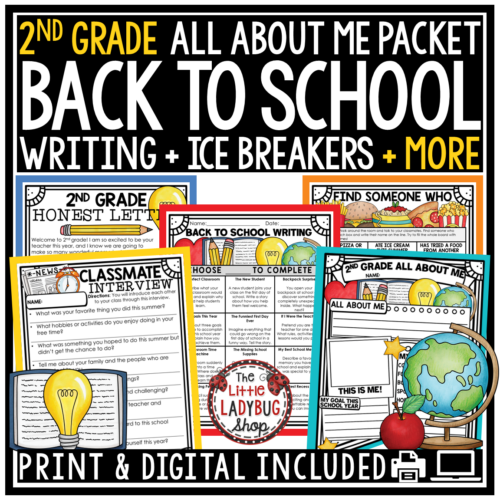 First Day of Back to School Activities 2nd Grade All About Me Poster