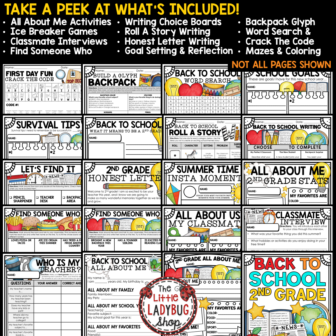 First Day of Back to School Activities 2nd Grade All About Me Poster