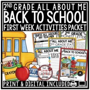 Back to School Activities 2nd Grade All About Me First Day Beginning of the Year-1
