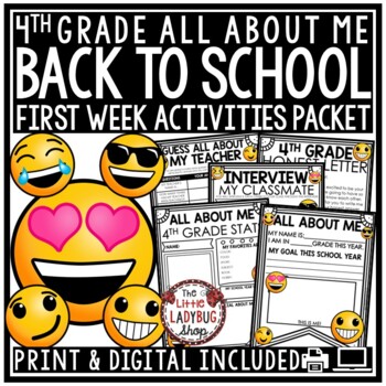 Back to School Activities 4th Grade All About Me First Day Beginning of the Year-1