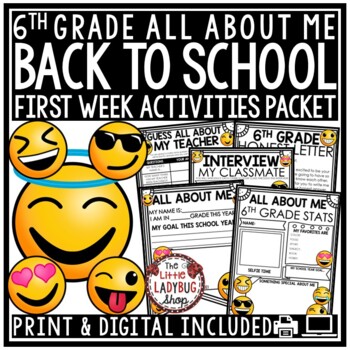 Back to School Activities 6th Grade All About Me First Day Beginning of the Year-1