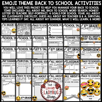Back to School Activities 6th Grade All About Me First Day Beginning of the Year-2