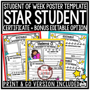 Spotlight Recognition Student of the Week Posters Certificate