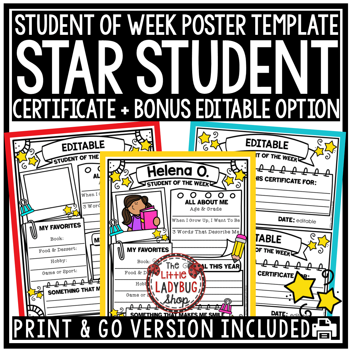 Spotlight Recognition Student of the Week Posters Certificate