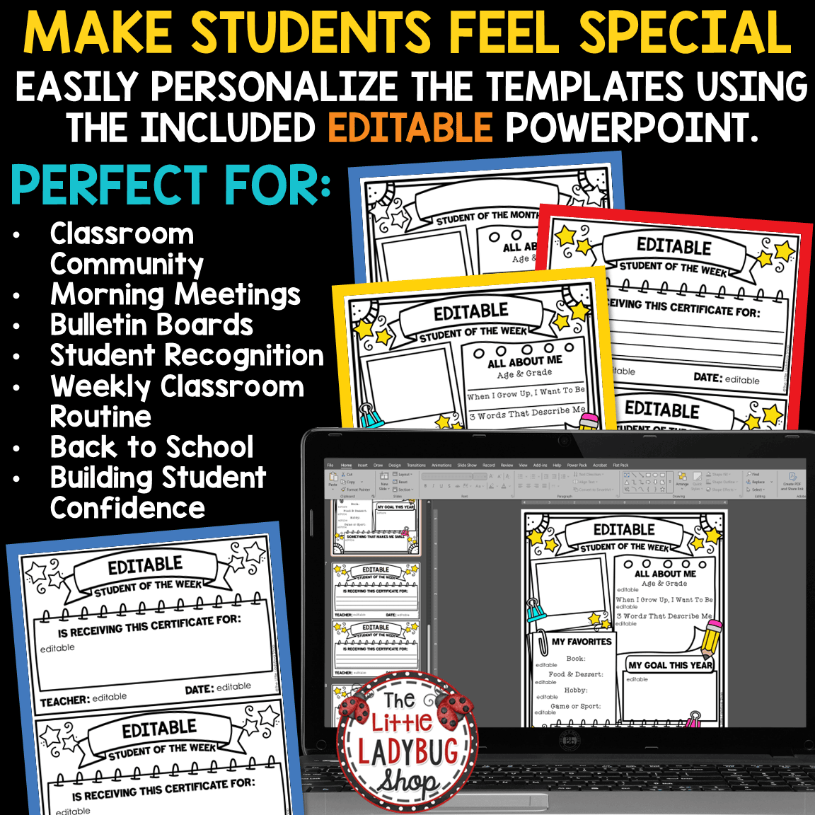 Spotlight Recognition Student of the Week Posters Certificate