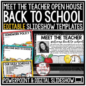Back to School Night Slides Open House Editable Meet the Teacher Templates