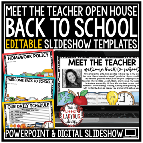 Back to School Night Slides Open House Editable Meet the Teacher Templates