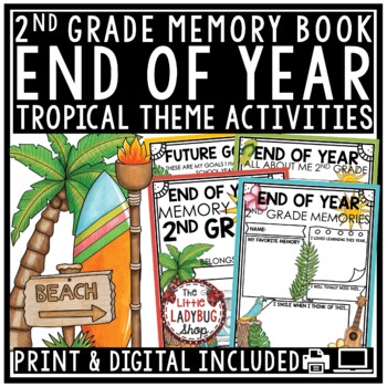 Beach Tropical Summer Theme 2nd Grade End of Year Memory Book Writing Activities-1