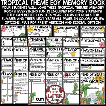 Beach Tropical Summer Theme 2nd Grade End of Year Memory Book Writing Activities-2