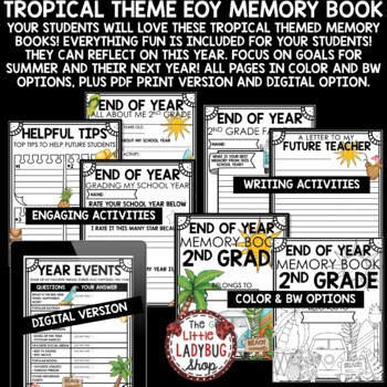 Beach Tropical Summer Theme 2nd Grade End of Year Memory Book Writing Activities-3