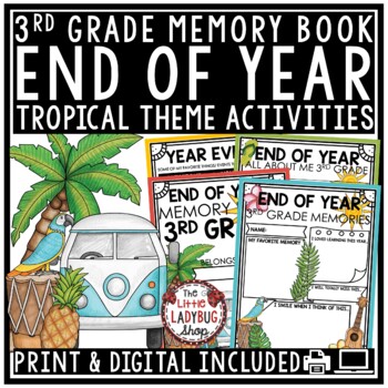 Beach Tropical Summer Theme 3rd Grade End of Year Memory Book Writing Activities-1