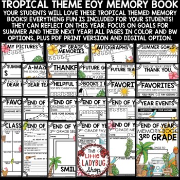 Beach Tropical Summer Theme 3rd Grade End of Year Memory Book Writing Activities-2