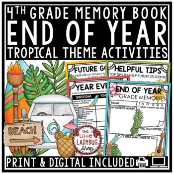 Beach Tropical Summer Theme 4th Grade End of Year Memory Book Writing Activities-1