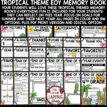 Beach Tropical Summer Theme 4th Grade End of Year Memory Book Writing Activities-2