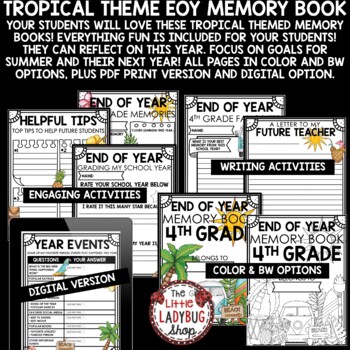 Beach Tropical Summer Theme 4th Grade End of Year Memory Book Writing Activities-3