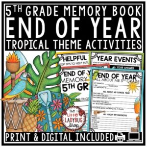 Beach Tropical Summer Theme 5th Grade End of Year Memory Book Writing Activities-1