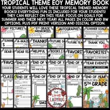 Beach Tropical Summer Theme 5th Grade End of Year Memory Book Writing Activities-2