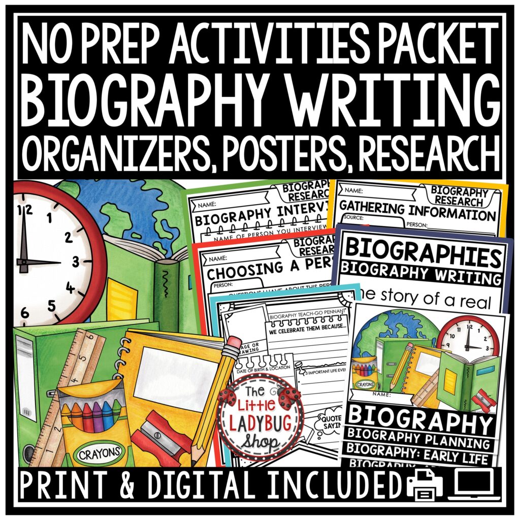 Biography Research Writing Informational Anchor Charts and Organizers