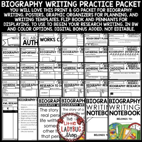 Biography Research Writing Informational Anchor Charts