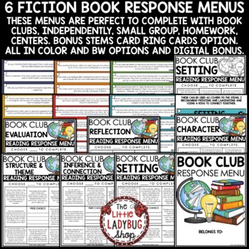 Book Club Discussion Cards Choice Boards Fiction Reading Response Questions-2