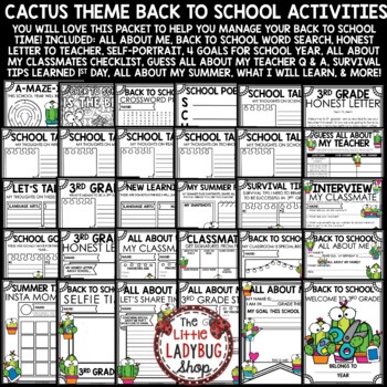 Cactus Classroom Theme Back To School Activities 3rd Grade All About Me Poster-2