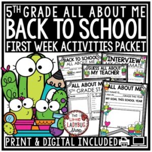 Cactus Classroom Theme Back To School Activities 5th Grade All About Me Poster-1