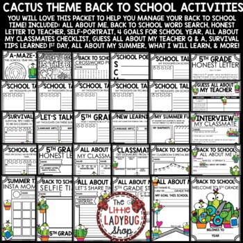 Cactus Classroom Theme Back To School Activities 5th Grade All About Me Poster-2