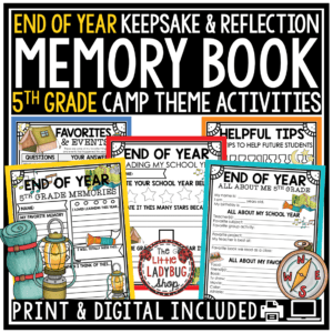Camp Theme End of Year Memory Book 5th Grade Last Day Week of School Activities