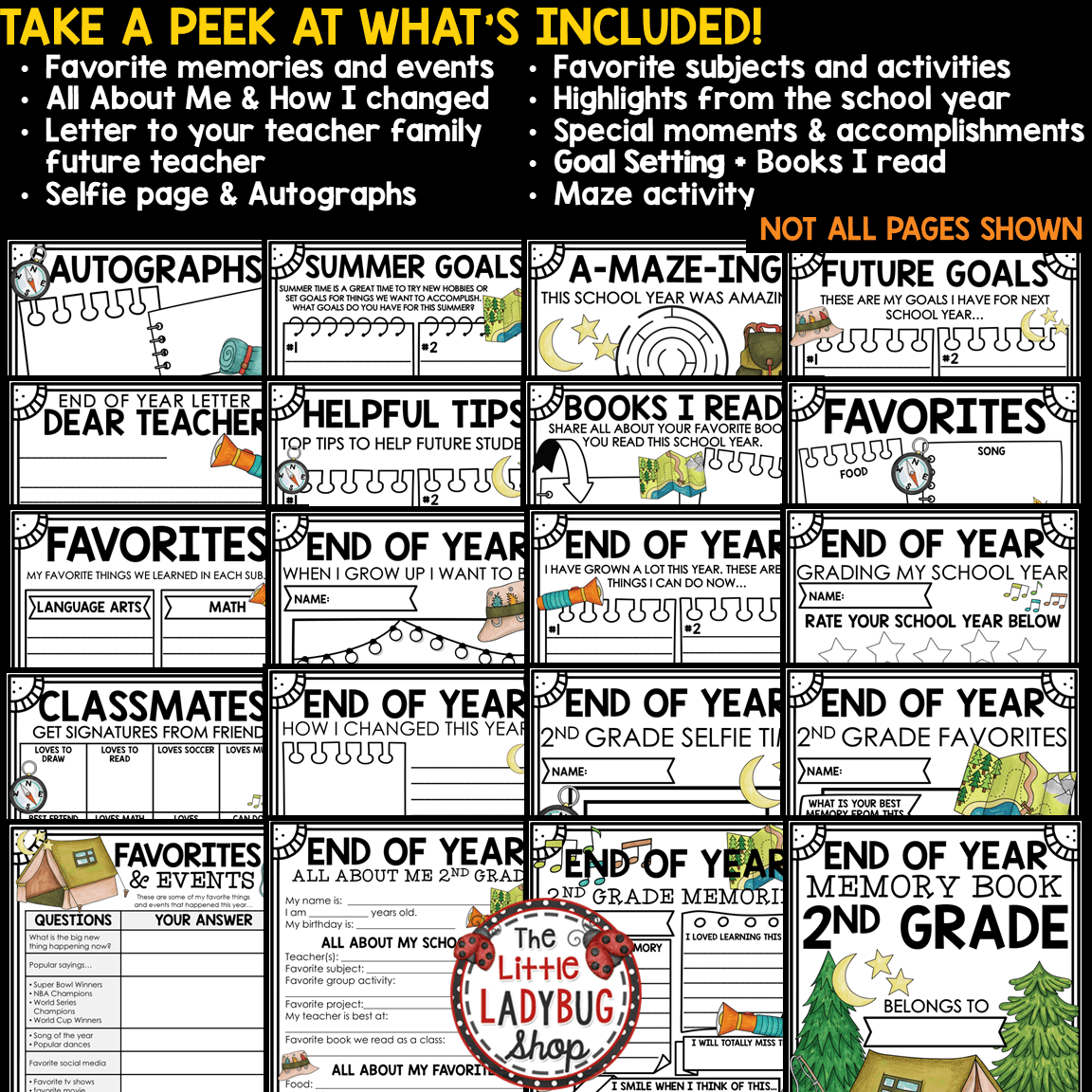 Camp Theme End of Year Memory Book 2nd Grade Last Day Week of School Activities