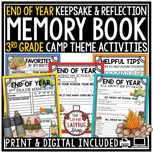 Camp Theme End of Year Memory Book 3rd Grade Last Day Week of School Activities