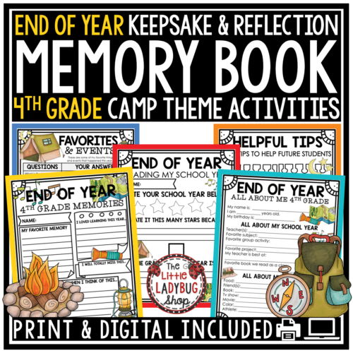 Camp Theme End of Year Memory Book 4th Grade Last Day Week of School Activities