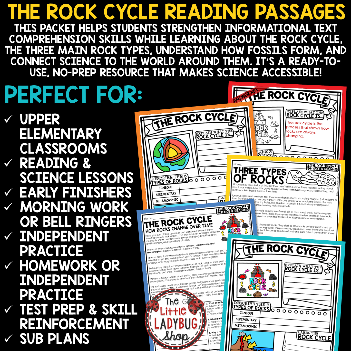 The Rock Cycle Worksheet Activity Types of Rocks and Minerals Weathering Erosion